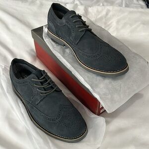 NEW WITH BOX Alpine Swiss Beau Gray Genuine Suede Wingtip Brogue Lace Up Oxford